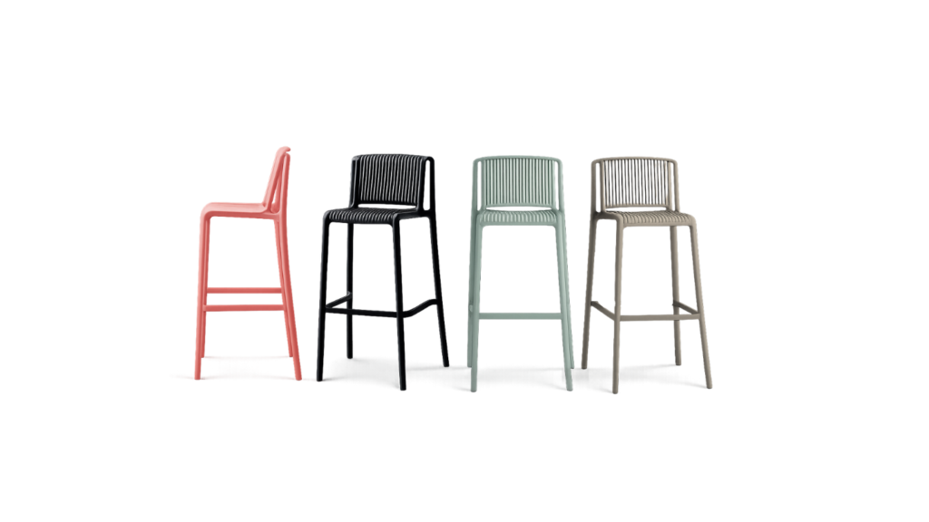 silla moderna plastica pp polipropileno para espacios comerciales restaurantes comedor apilable xawar Guatemala apoyabrazos brazos modus novex Cemaco epa Kalea innovación Herman miller diseño nardi butaca butaco bar banco taburete cuerina camel camello cuero metal desayunador cocina comedor